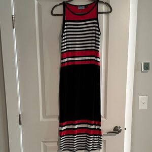 Cynthia Rowley Black, Red, and White Striped Midi Dress